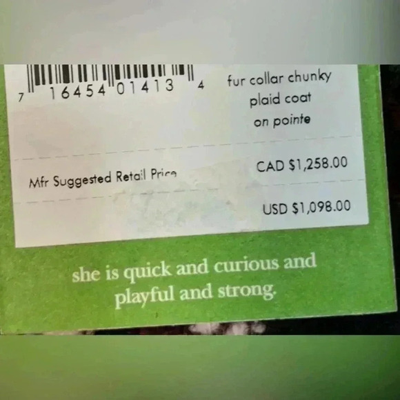 Kate Spade Wool Coat Plaid Belted Long Fur Collar Trim Pink Double Breasted 0 XS - Picture 10 of 10